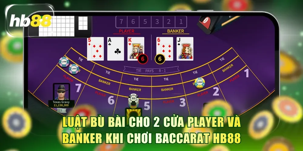 Luật bù bài cho 2 cửa Player và Banker khi chơi Baccarat HB88
