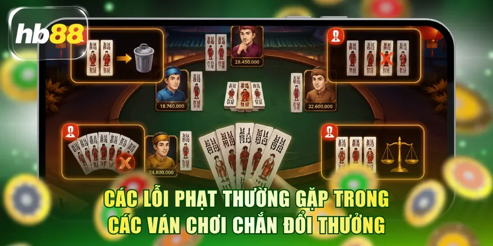 Các lỗi phạt thường gặp trong các ván chơi Chắn đổi thưởng